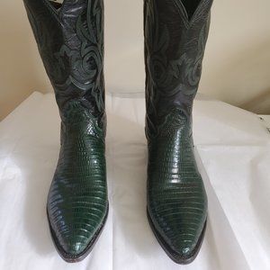 Justin boots, Vamp Leather Green Iguana Lizard, Size 8b